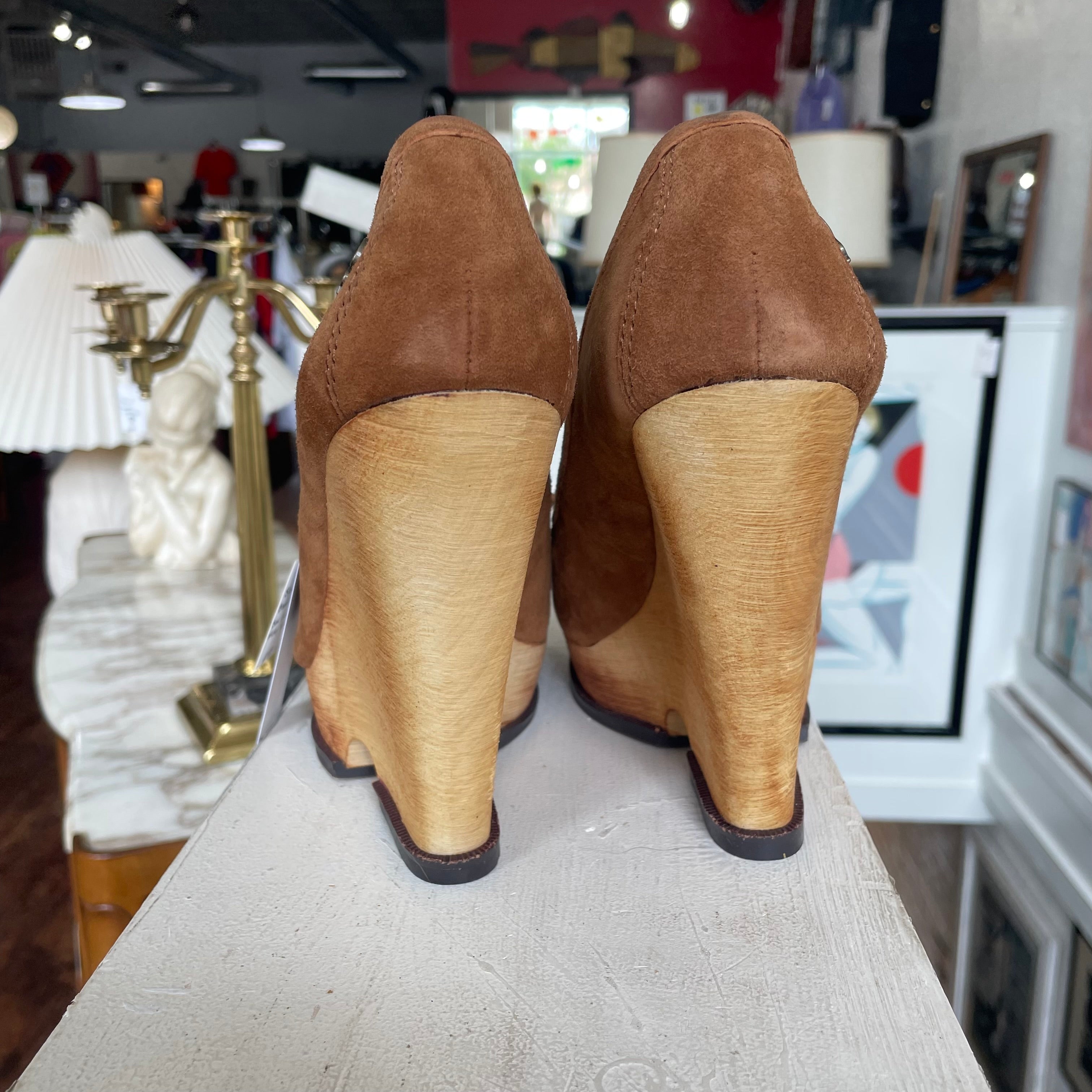 Sam Edelman brown suede wedge loafer pumps | 7.5