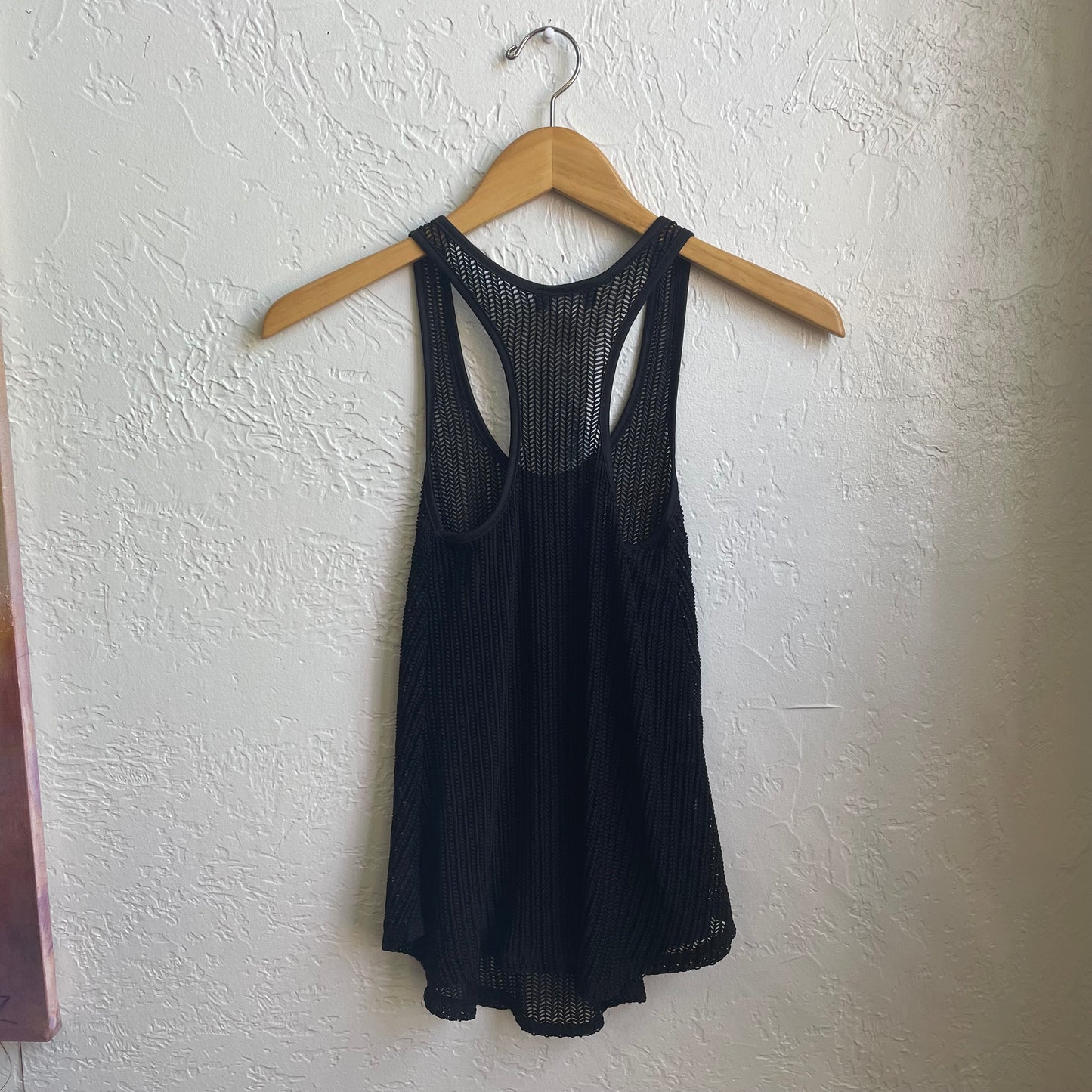 Black Sleeveless Fishnet Tank Top | Small