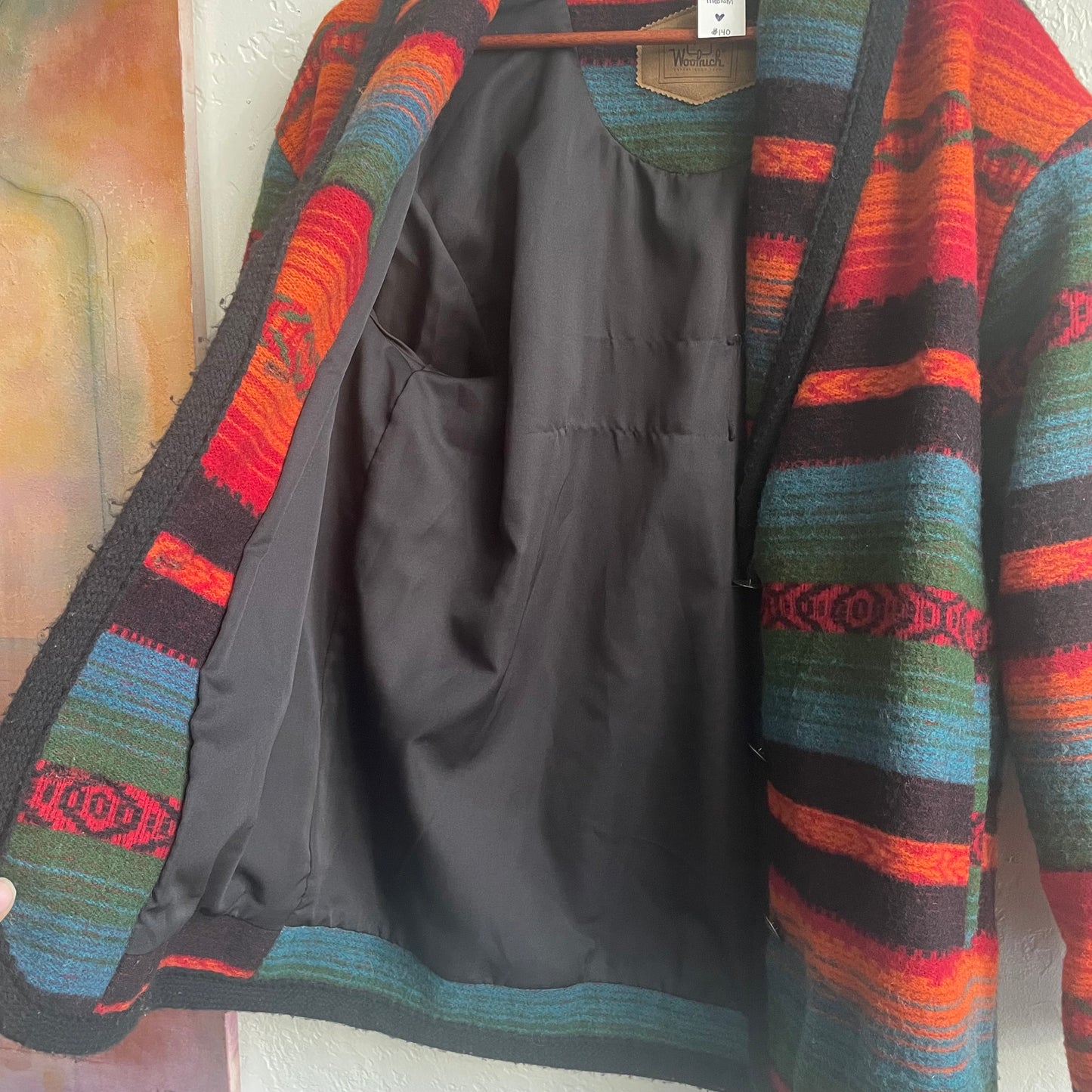 Woolrich Western Style Aztec Stripped Blanket Coat Vintage 1980's| Medium