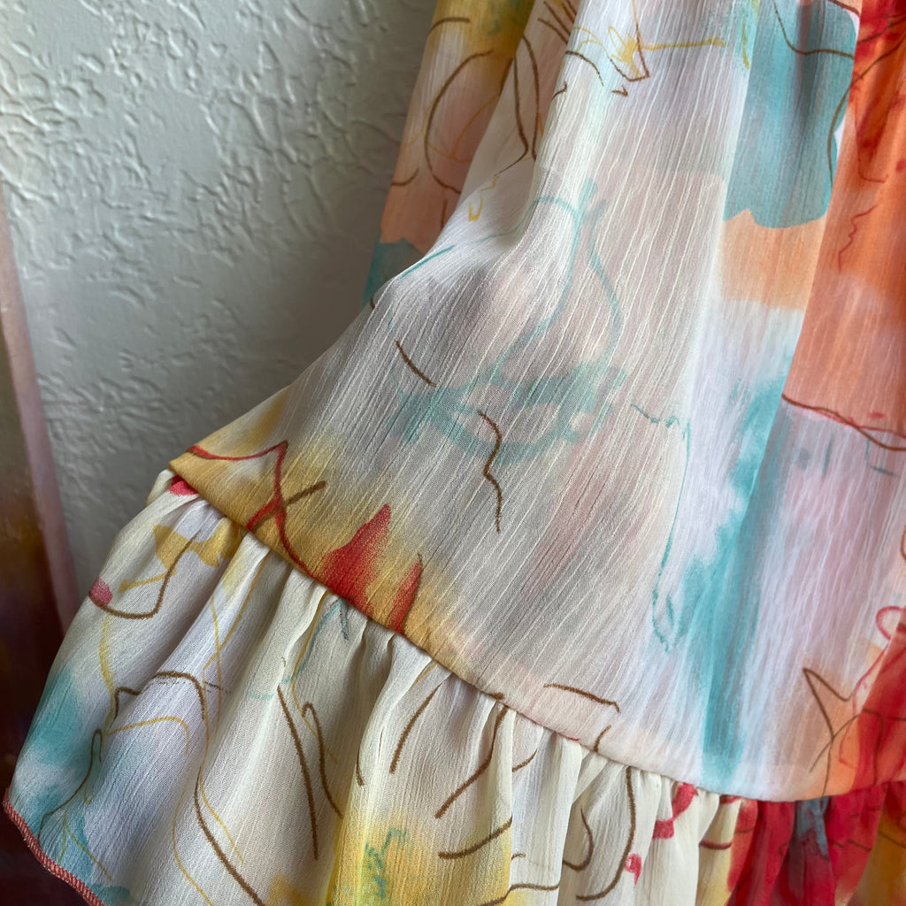 Floral Chiffon Ruffle Skirt