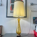 Amber Etched Mid-Century Glass Lamp