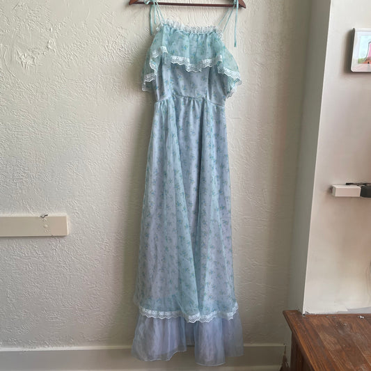 Vintage prairie Blue White Dress | Small