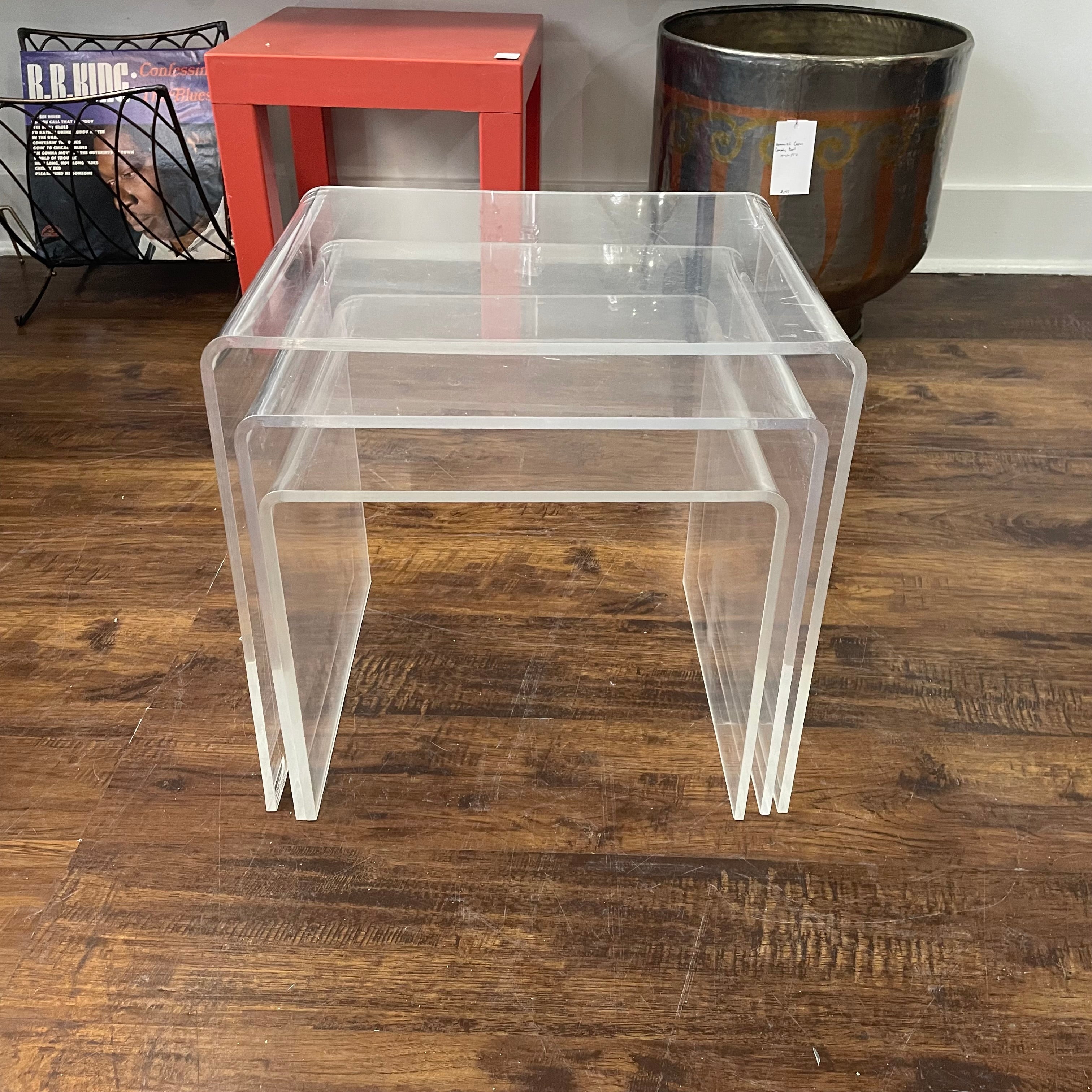 Clear Acrylic Nest Side Tables Set of 3