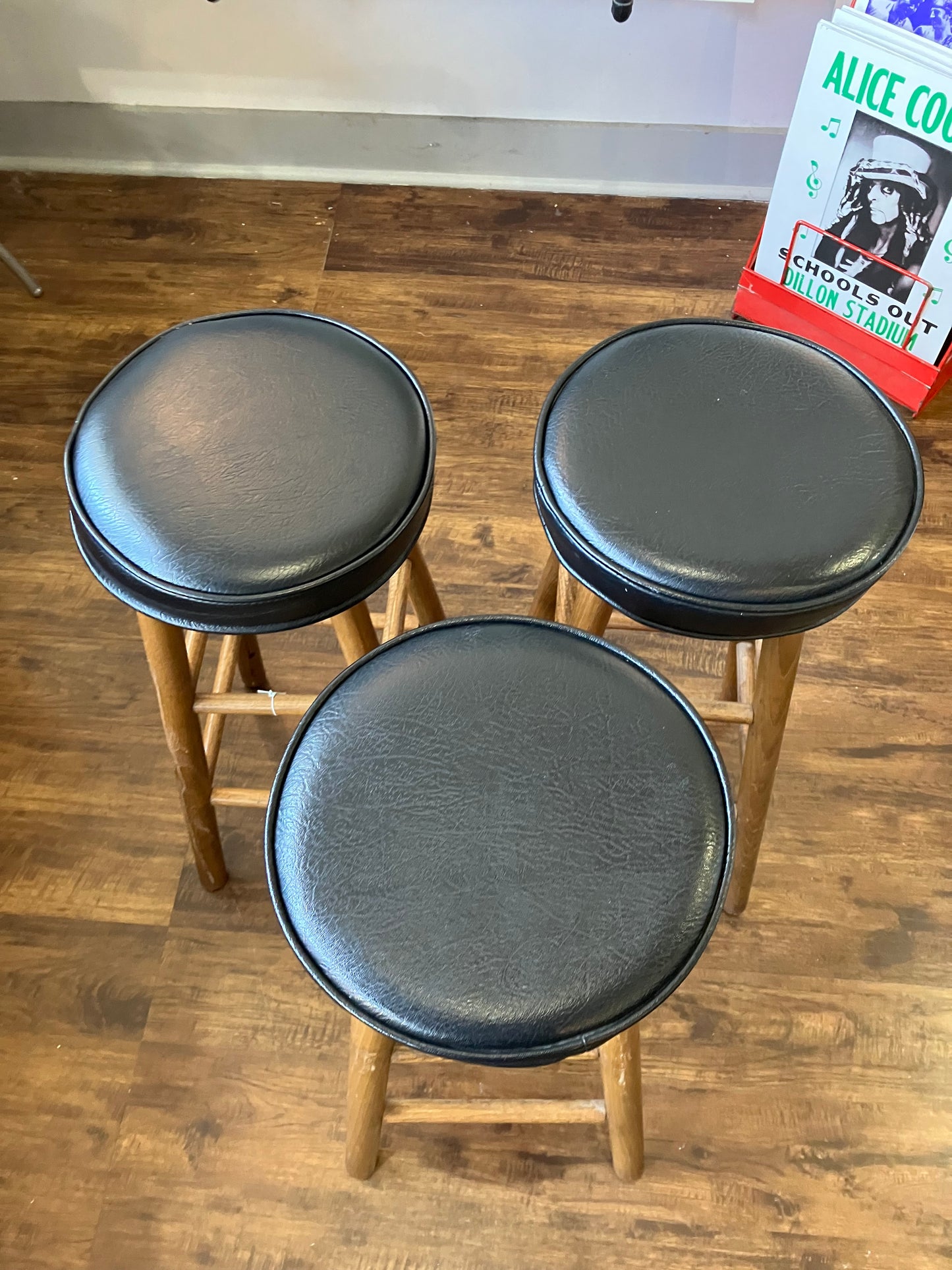 Leather Seat Bar Stools Set of 3