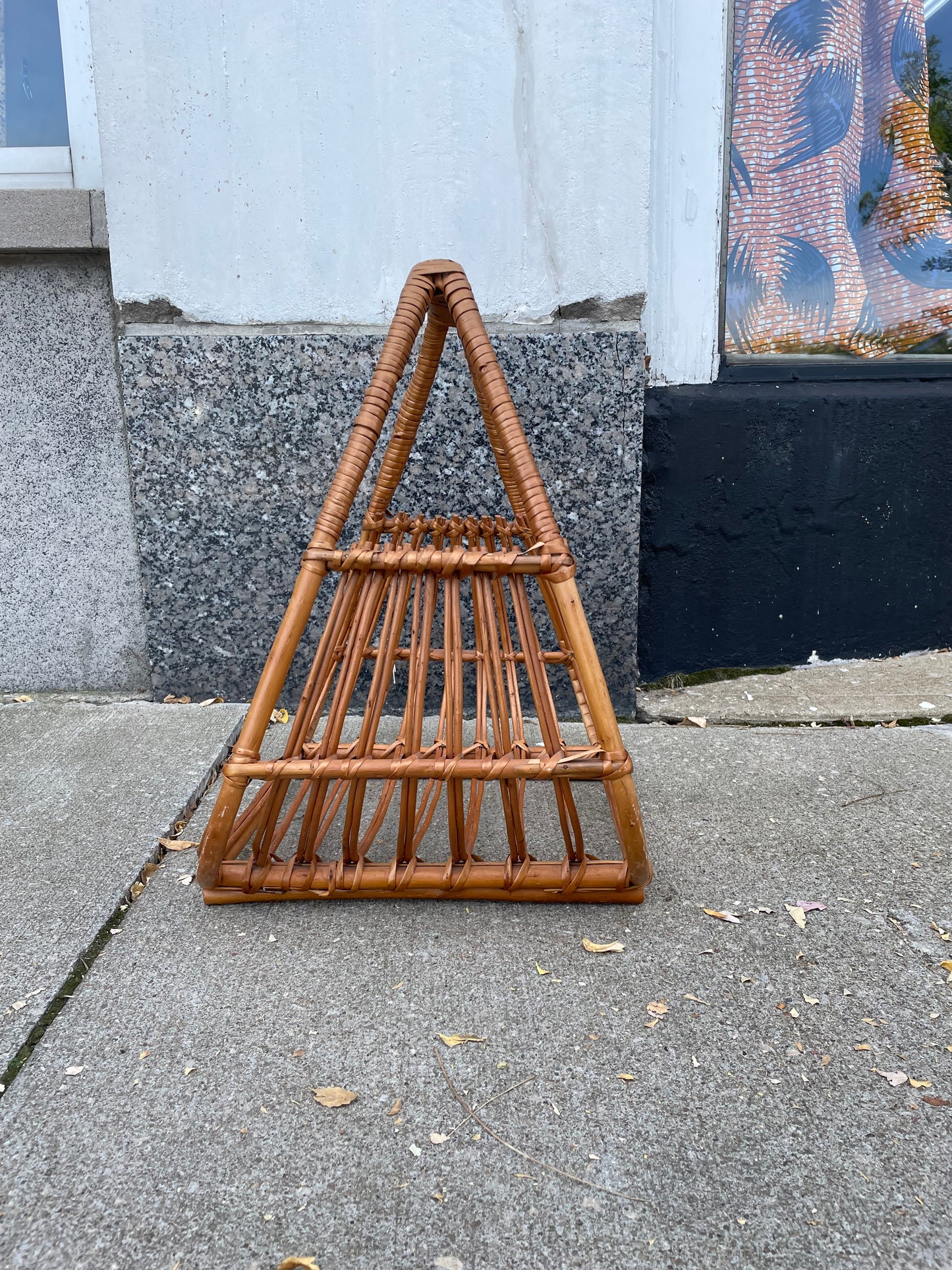 1970s Mid Century Rattan/Wicker Magazine Rack