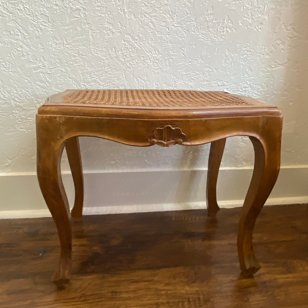 Antique Italian Rococo Foot Stool with Cane Top