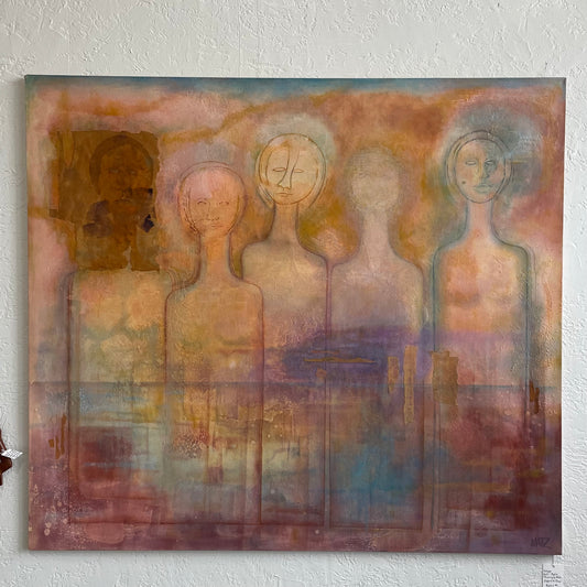 Mult-Media Canvas Painting Vintage MATZ | 52" x 46"