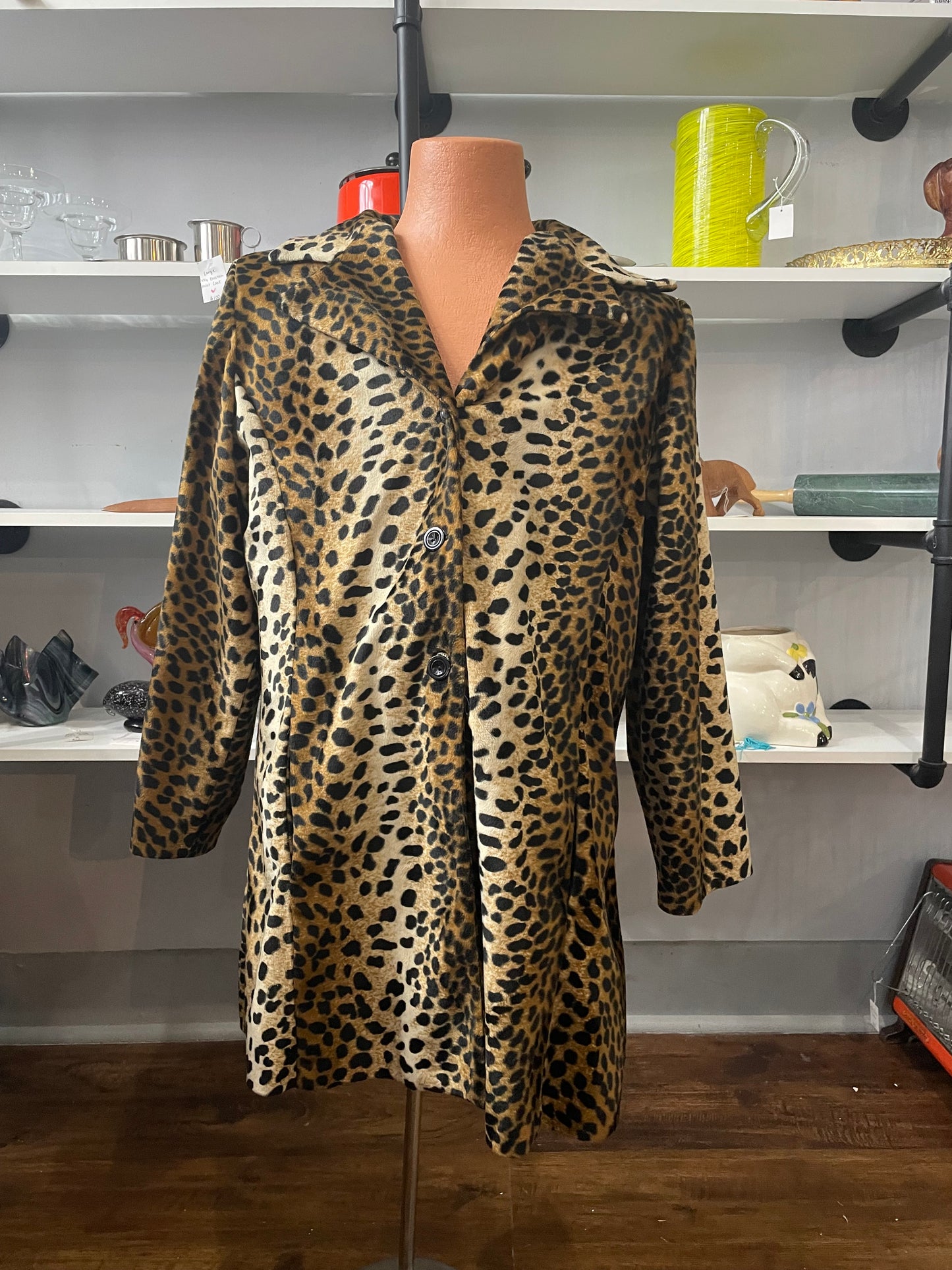 Vintage Caren Sport Cheetah Print Coat Large