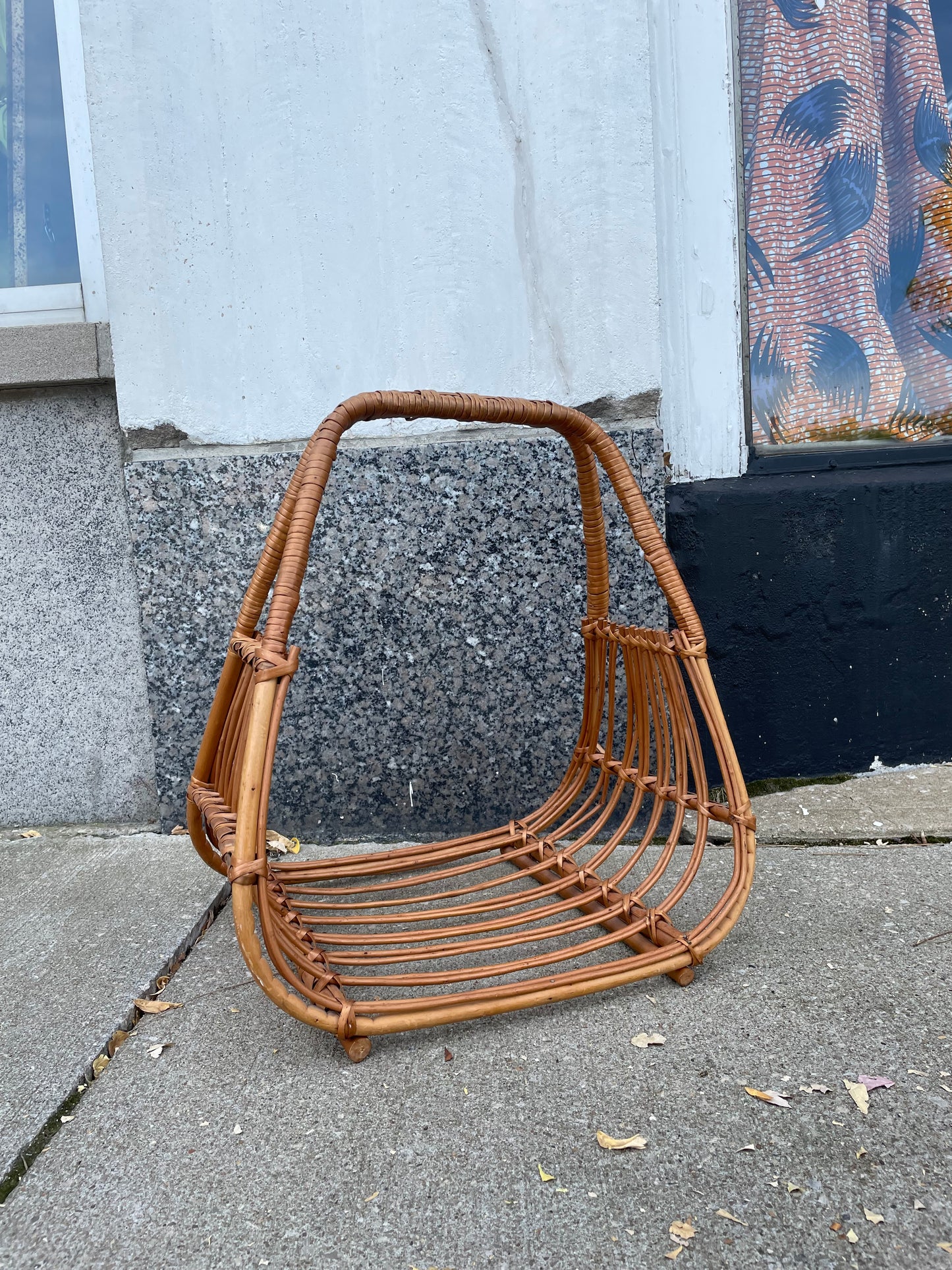 1970s Mid Century Rattan/Wicker Magazine Rack