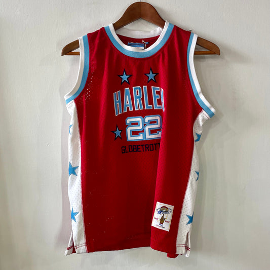 2002 Harlem Globetrotters 75th Anniversary Curly Neal #22 Platinum Fubu • Youth Medium