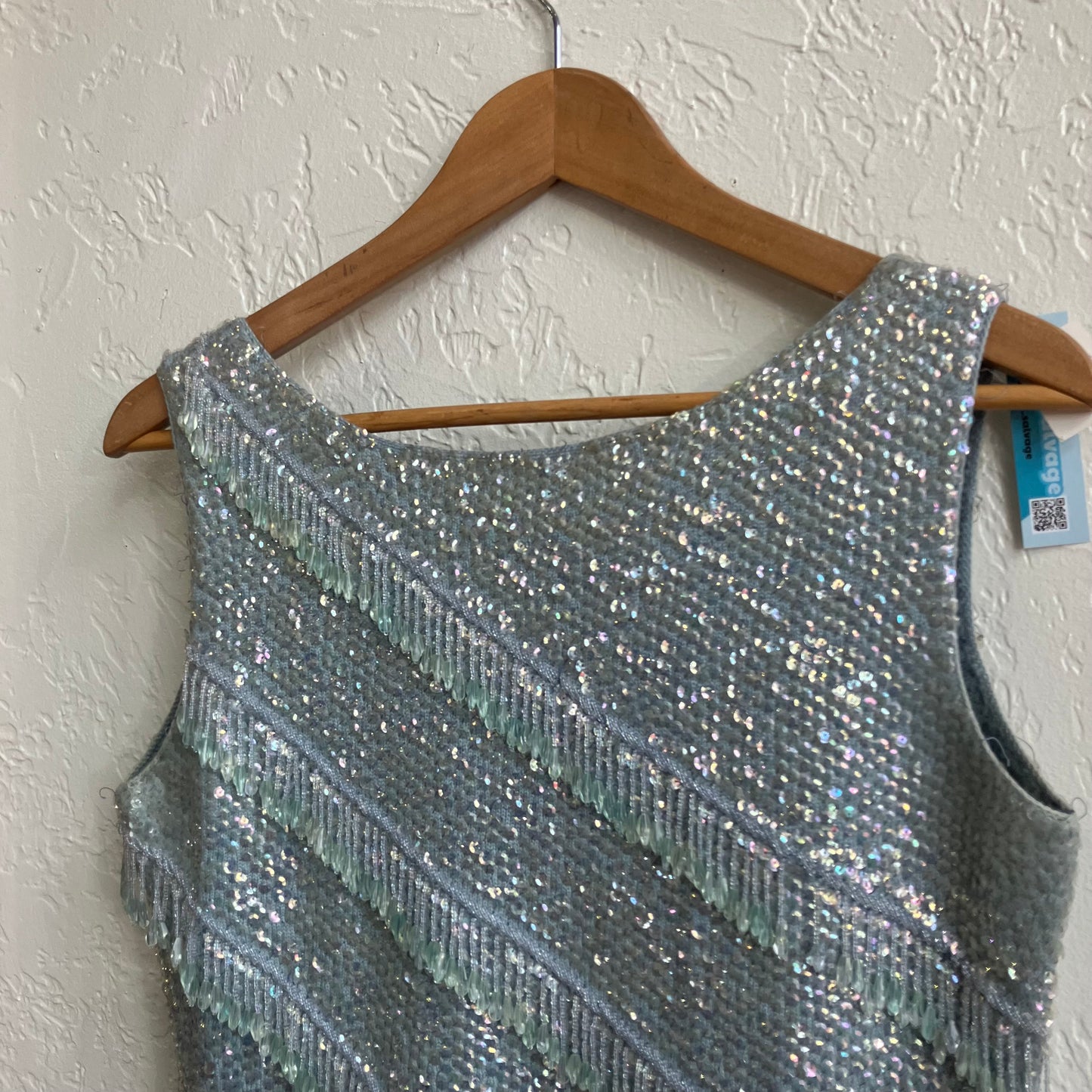 Teal 1980s Beaded Top | Medium