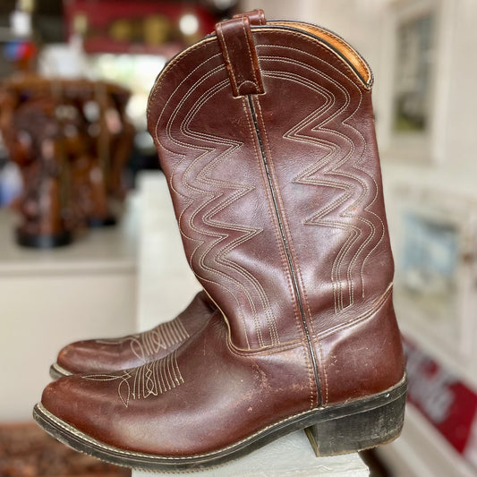 Brown White Lining Vintage Cowboy Boots