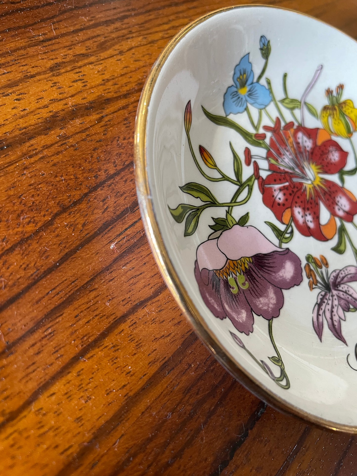 1970s Vintage Gucci Porcelain Trinket Dish Floral Print