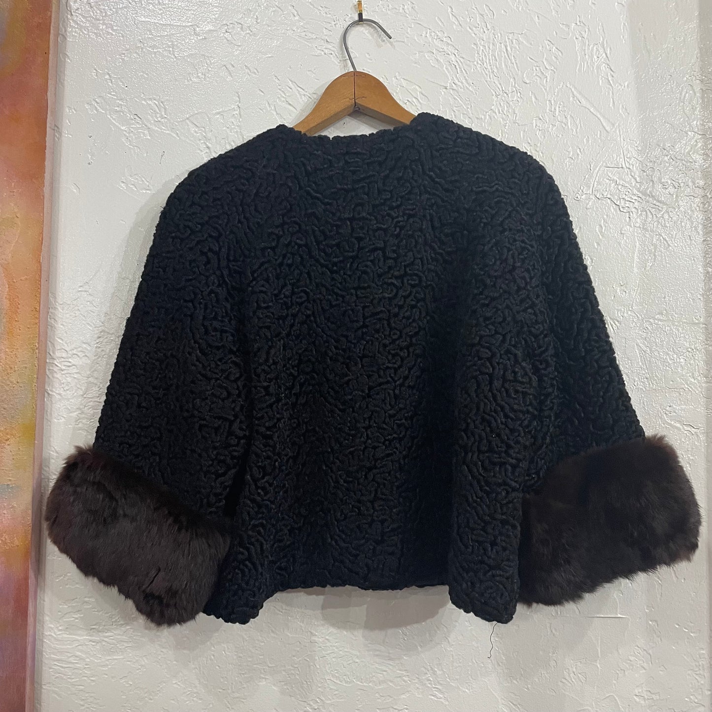 Black Ribbon Mink Cuff Short Jacket | Medium