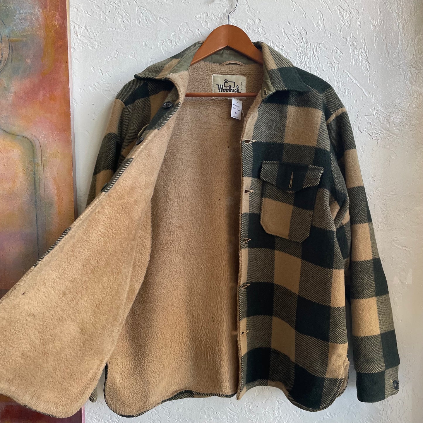 Woolrich 1960s Plaid Wool Sherpa Lined Jacket | Large