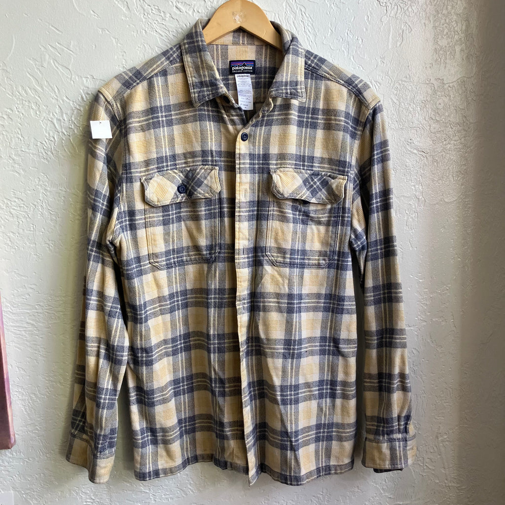 Yellow Blue Plaid Patagonia Flannel | Size M
