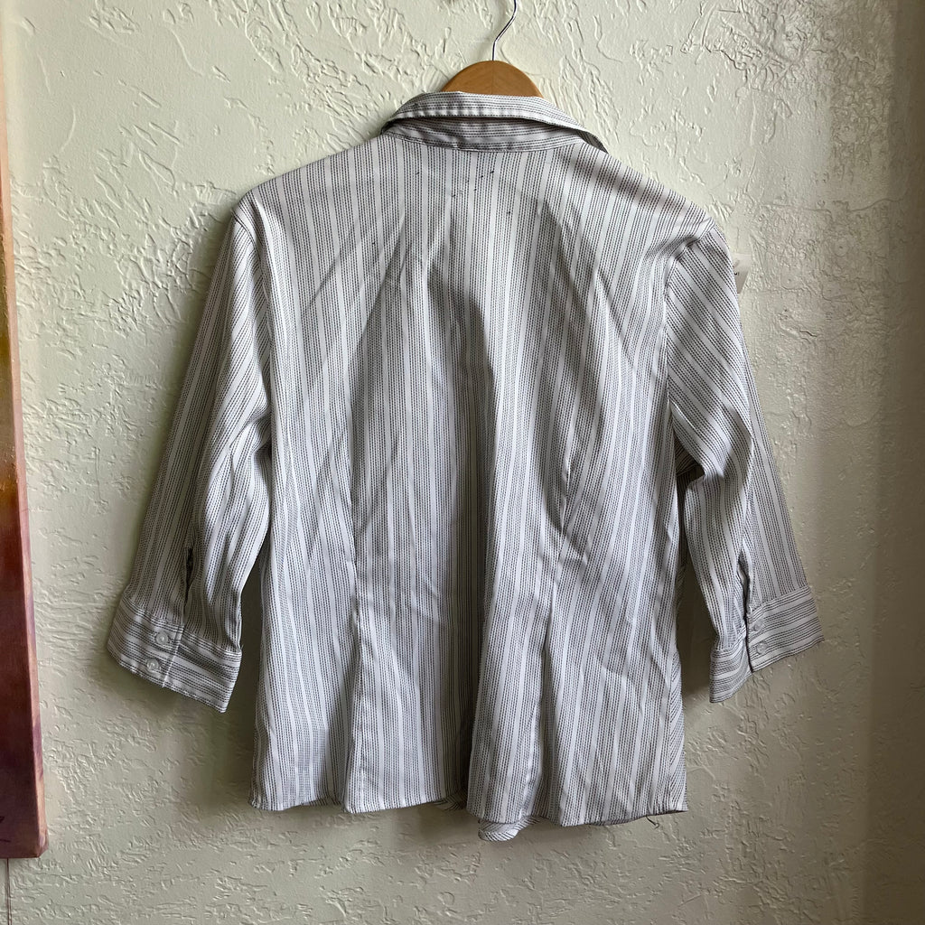 Y2K White Striped Zip Up | XL