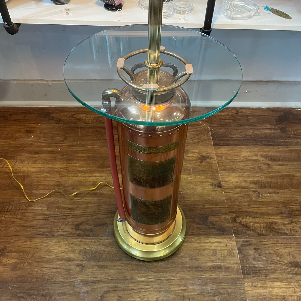 Copper & Brass Fire Extinguisher Floor Lamp Vintage