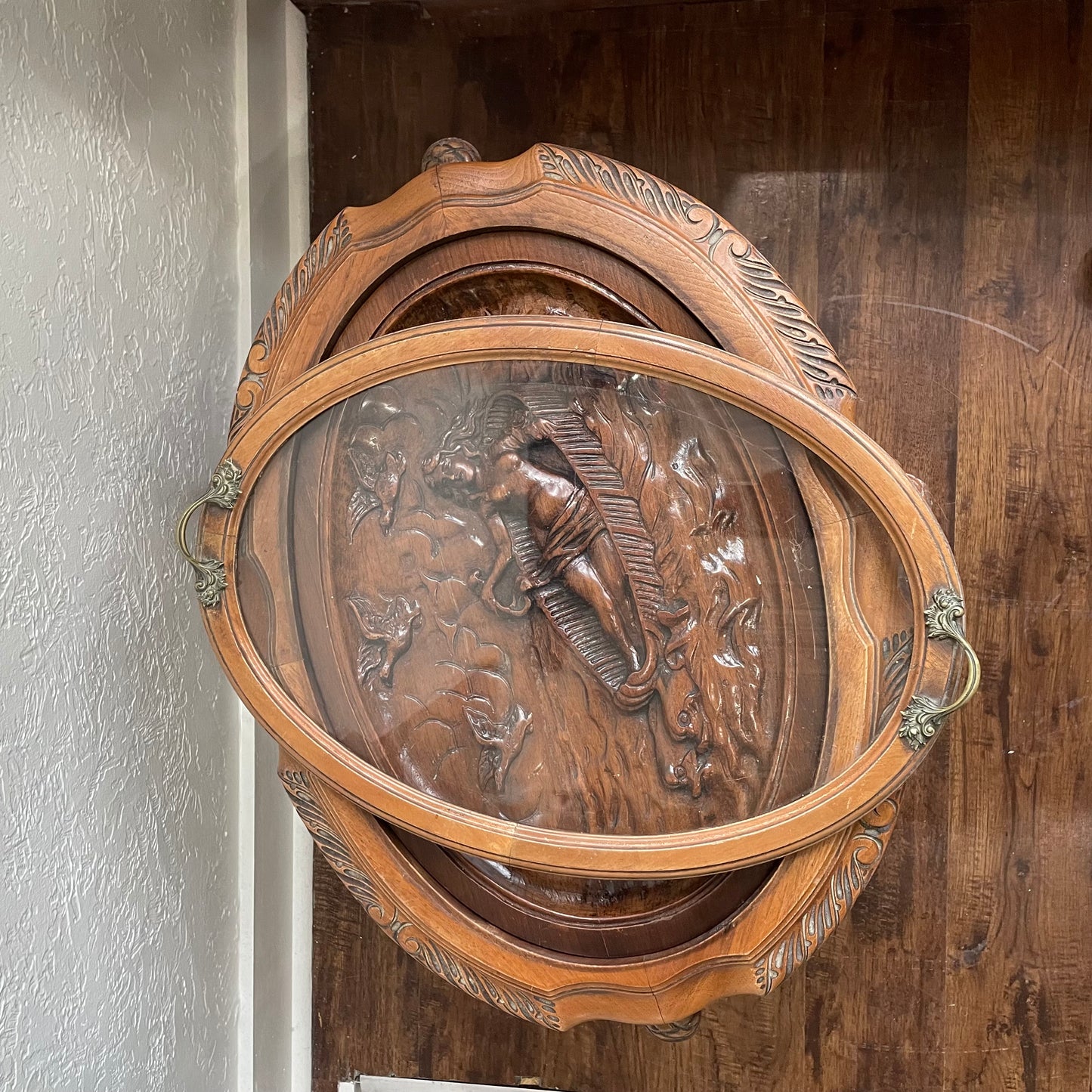 Antique 20th Century Wood Carved French Baroque Tea Tray Table