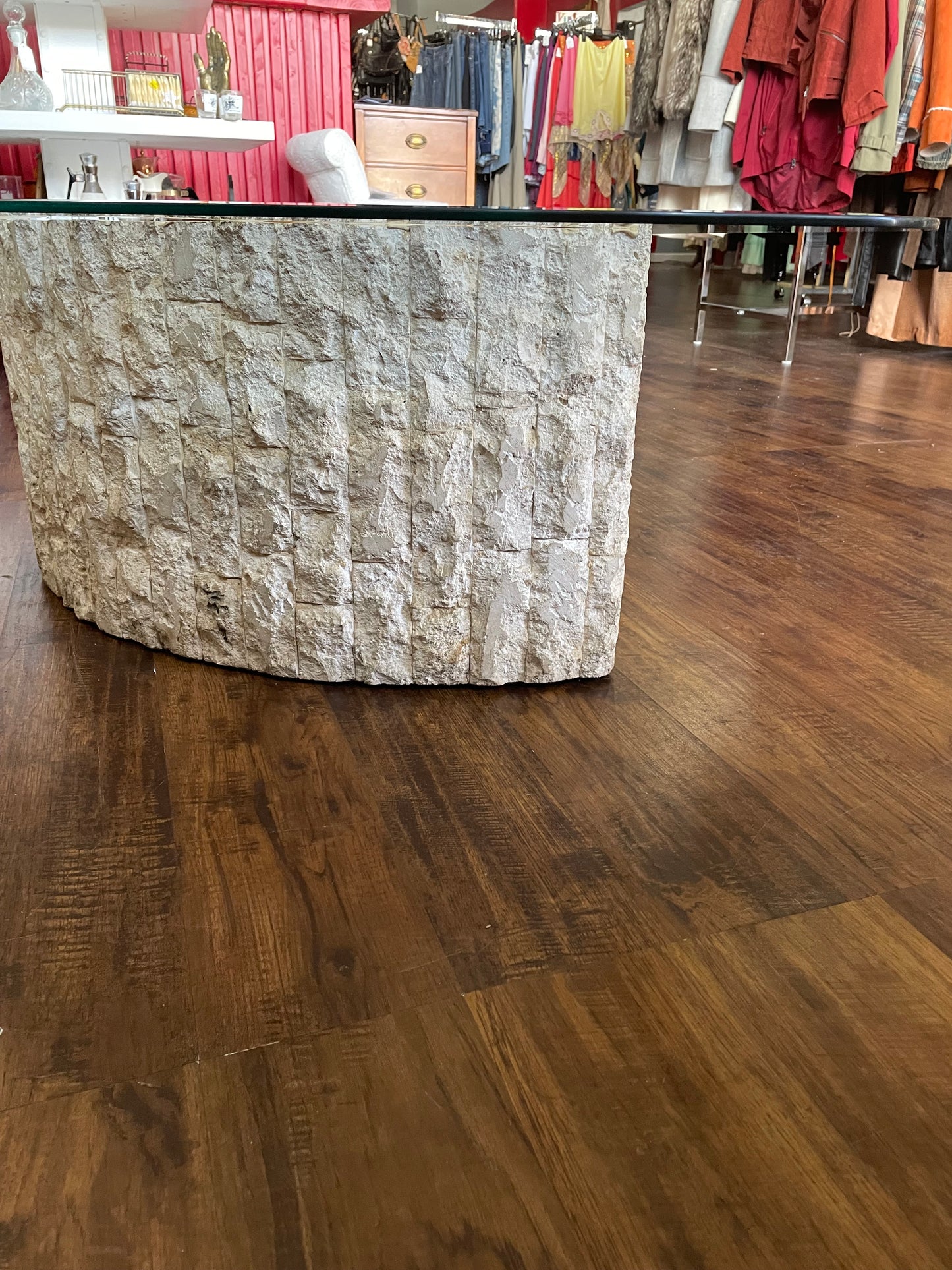 Postmodern Tessellated Stone Triangular Coffee Table