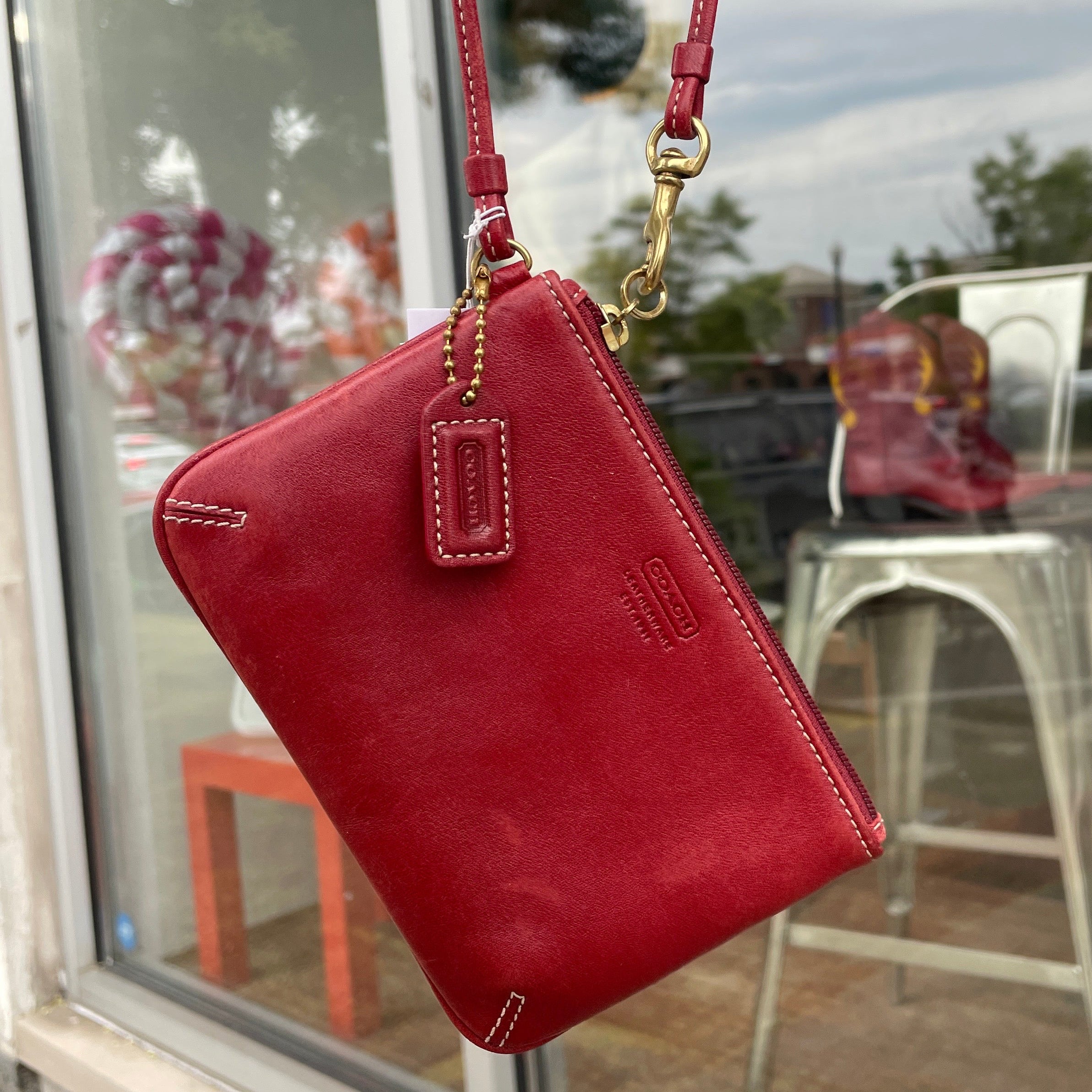 Coach Vintage Red Leather Wristlet