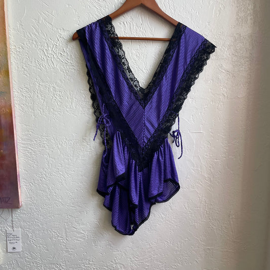 Purple V-Neck Lace Lingerie Body Suit | Medium