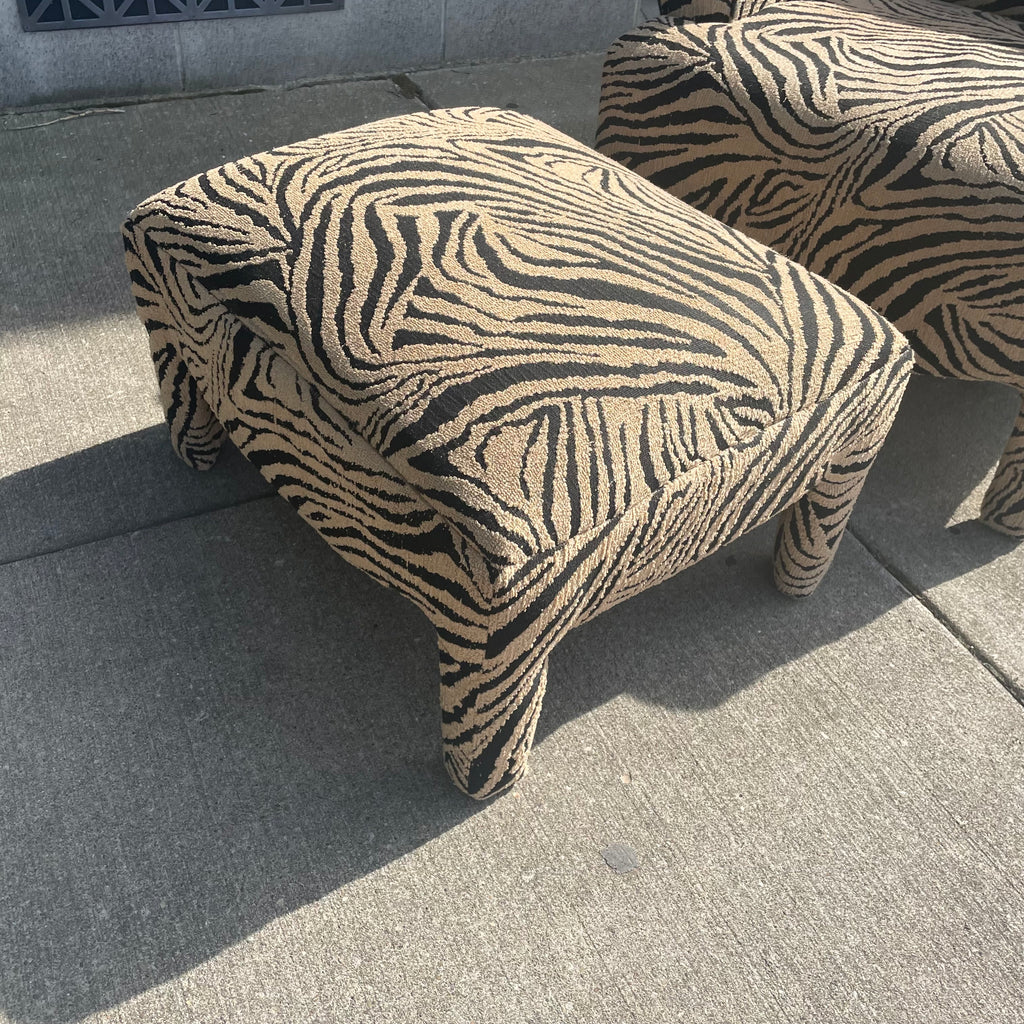 Zebra Print Lounge Chair and Ottoman Set