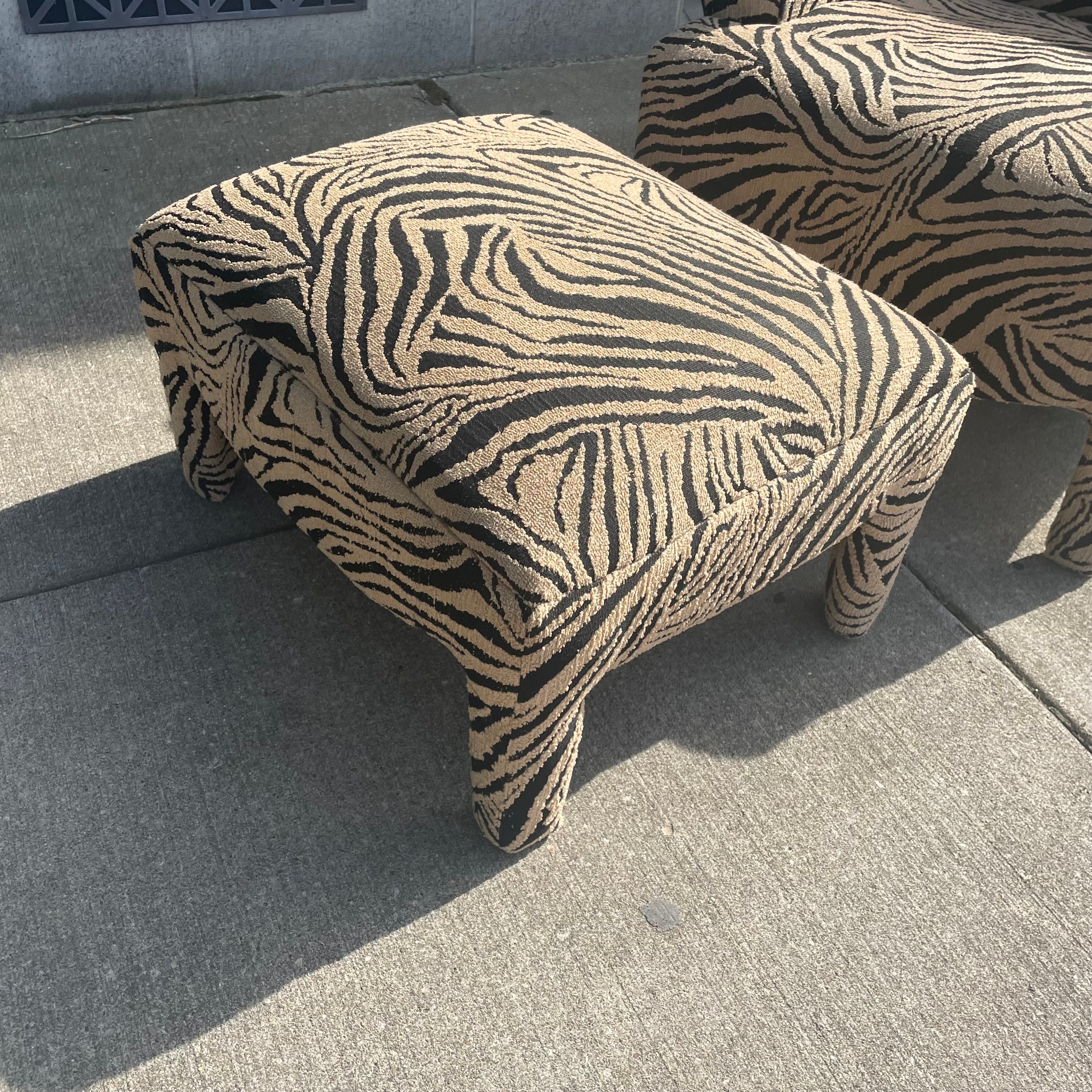 Zebra Print Lounge Chair and Ottoman Set