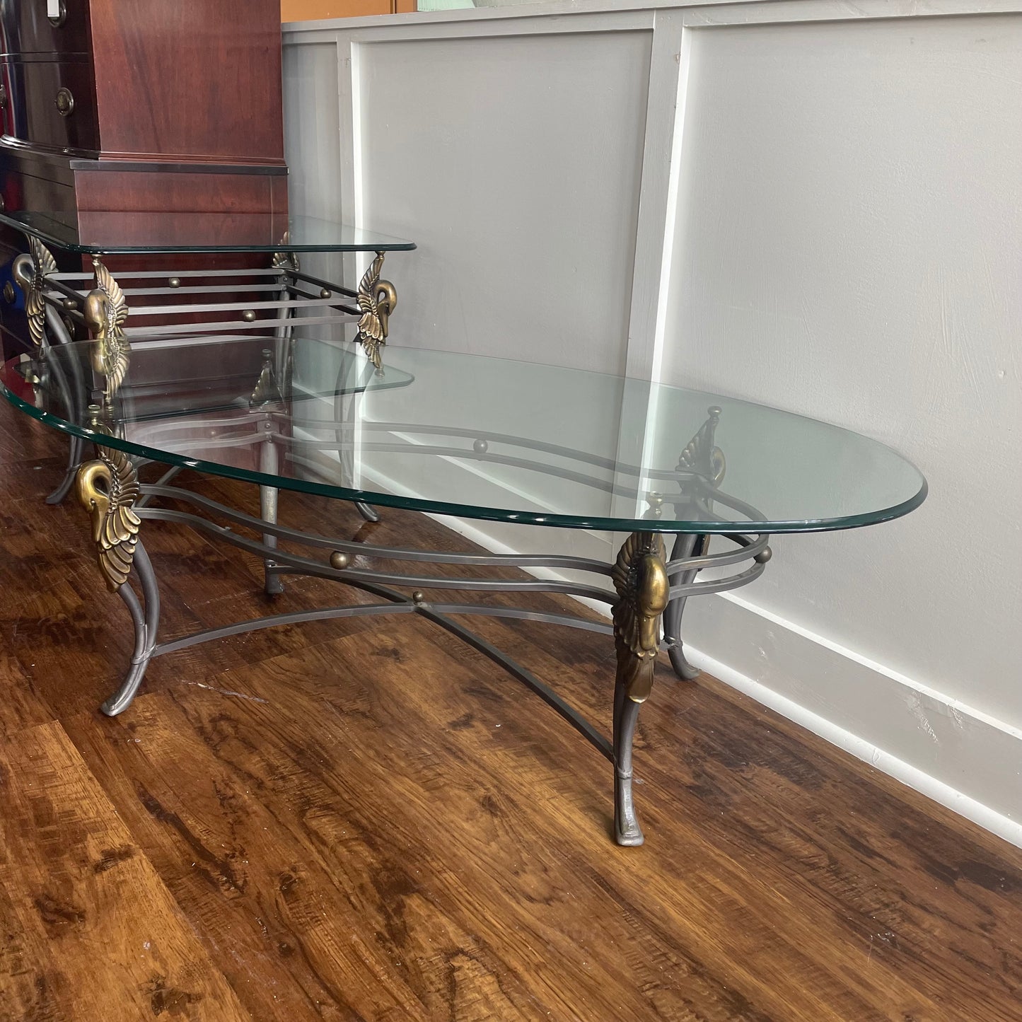 3 Piece Wrought Iron Swan Coffee Table Set