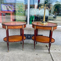 A Pair of Weiman Mahogany French Style Two Tiered End Tables 1940's