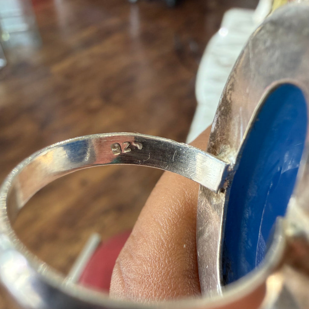 Blue Chalcedony .925 Sterling Silver Ring Size 8.5