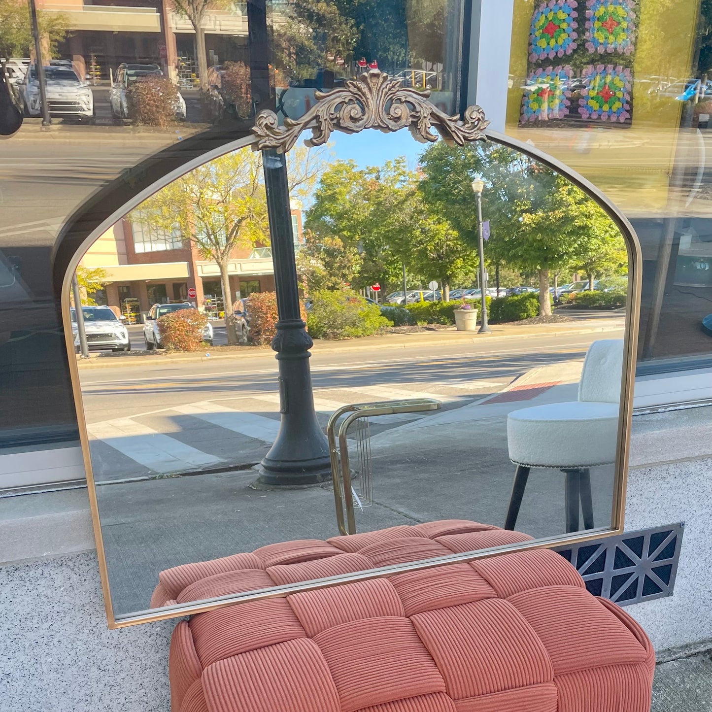 Modern Gold Arched Mantel Mirror