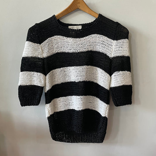 Givenchy Sport Hand Crochet Black and White Strip Sweater