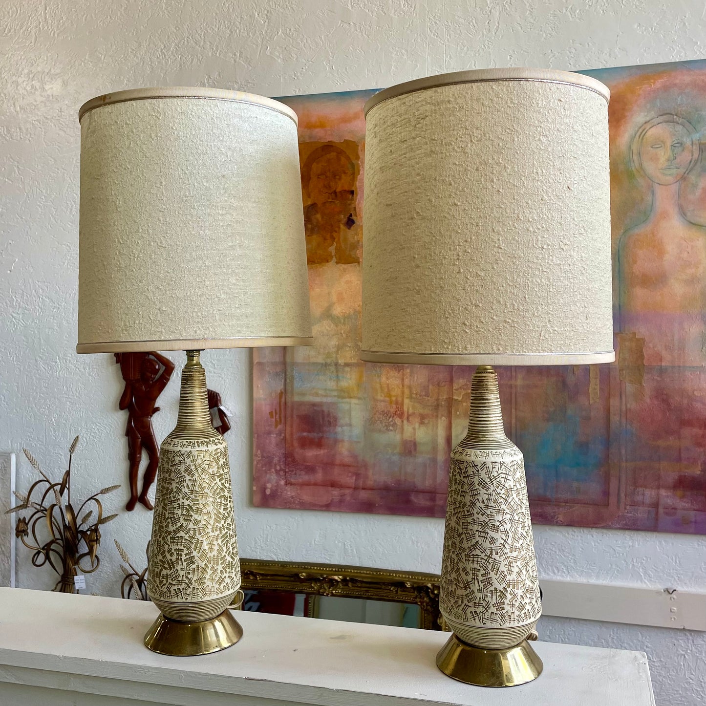 Mid-Century F.A.I.P Pottery Lamps Set of 2