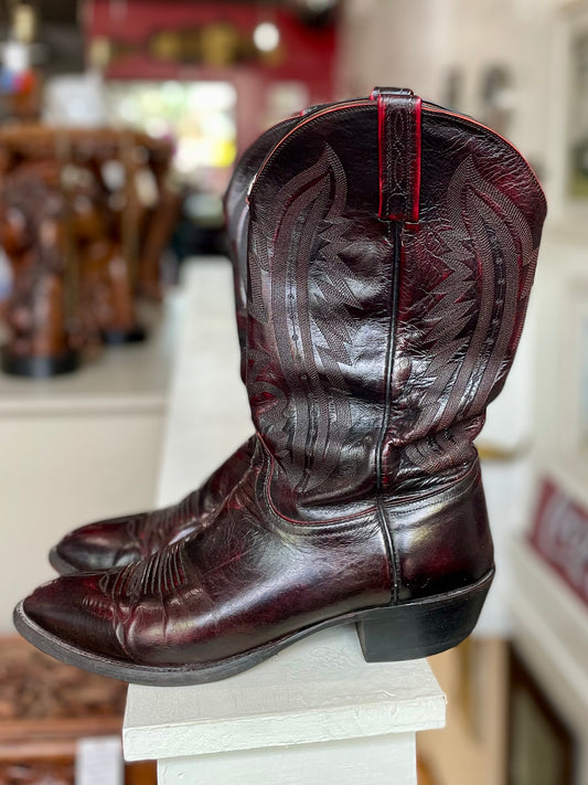Cherry Red Vintage Locchese 2000 Cowboy Boots | Size 11.5