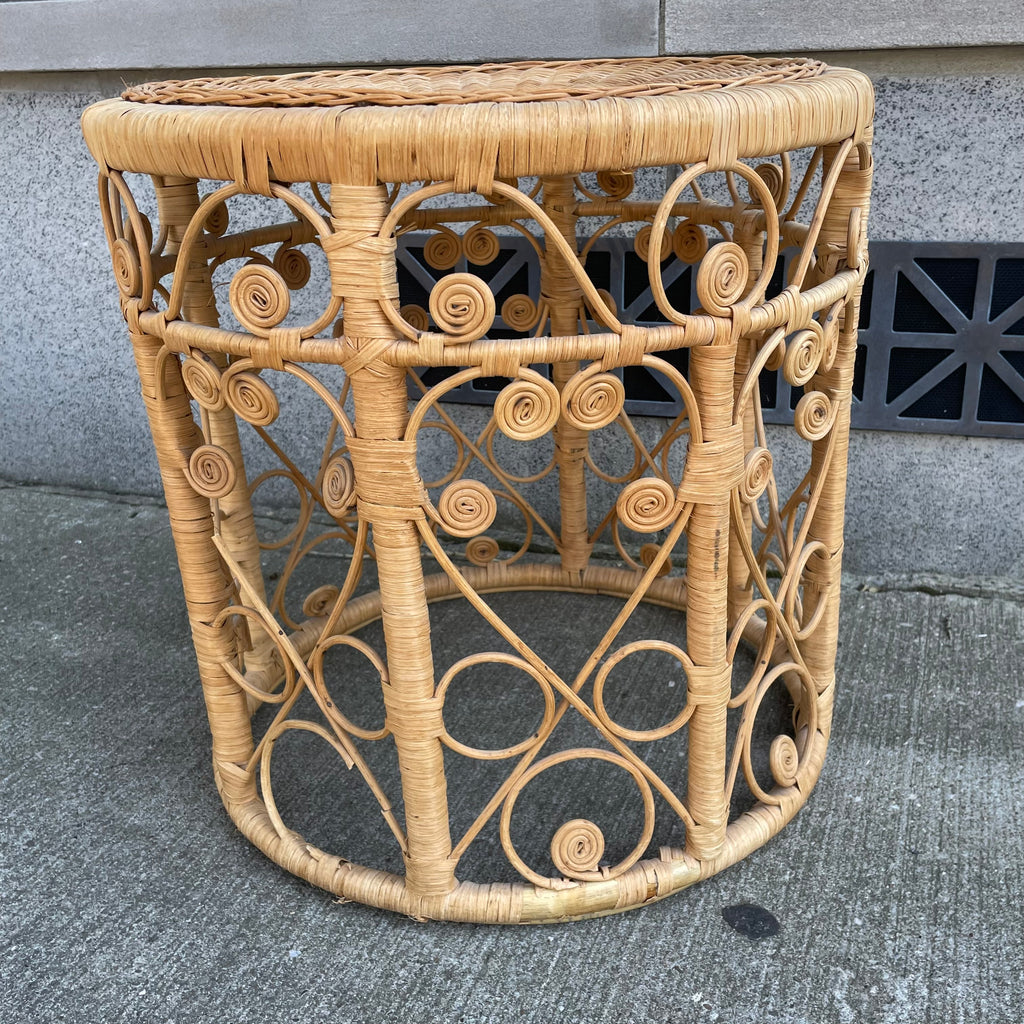 Round Rattan Wicker Plant Stand