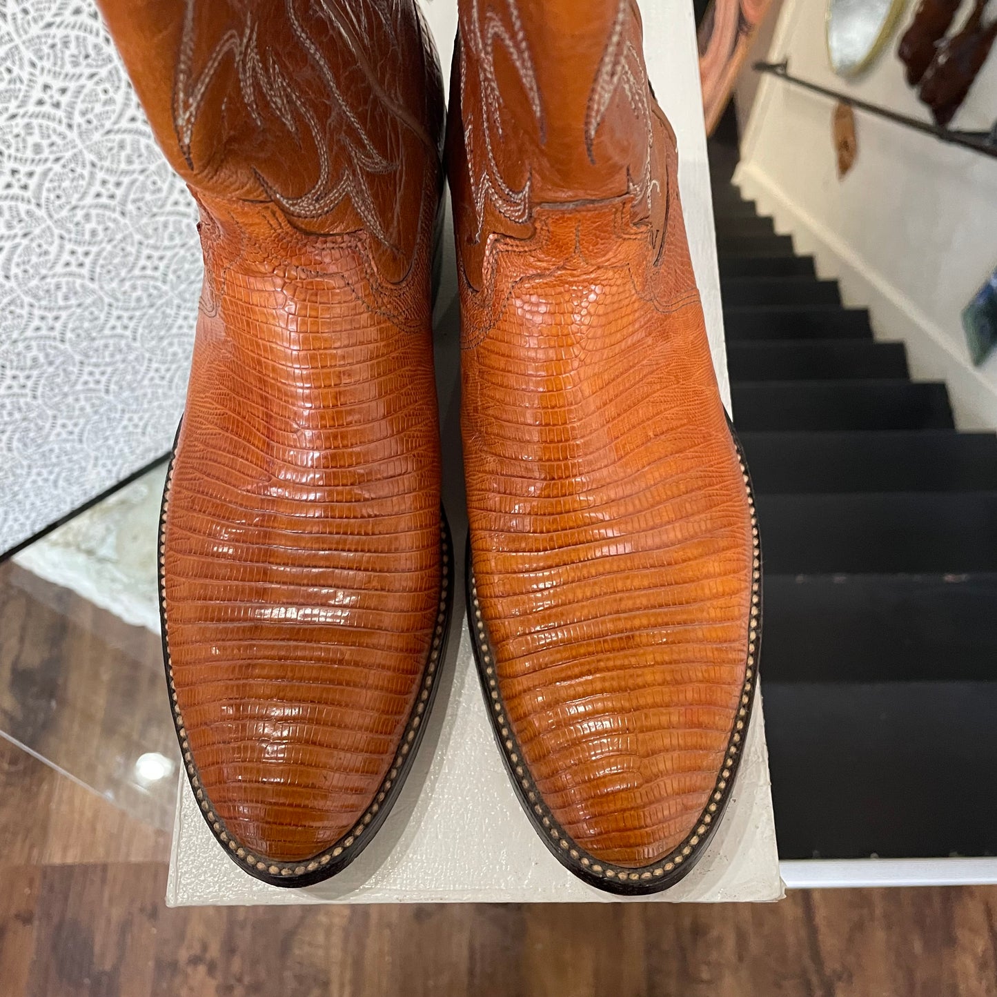 Dan Post Lizard Leather Cowgirl Boots Vintage | Size 8