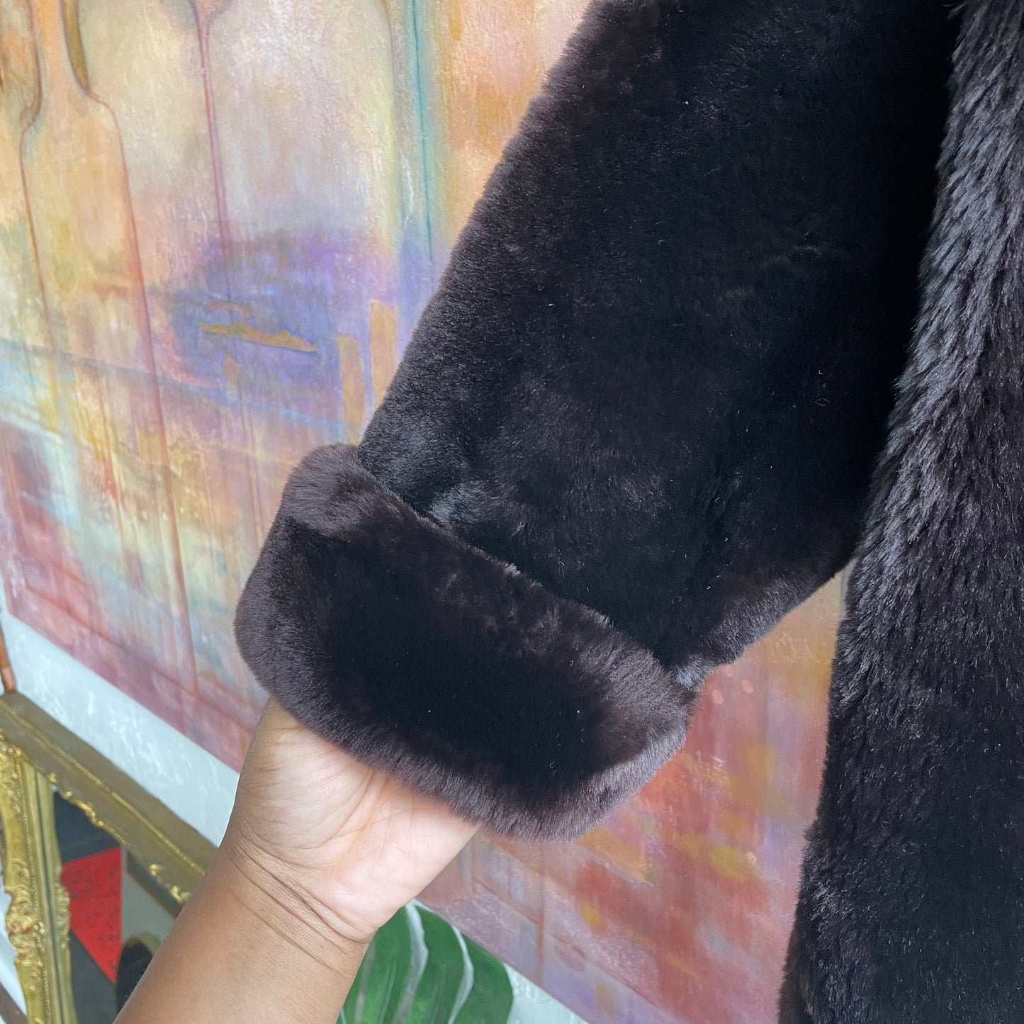 Deep Brown Faux Fur Short Coat 1960's/70's | Medium