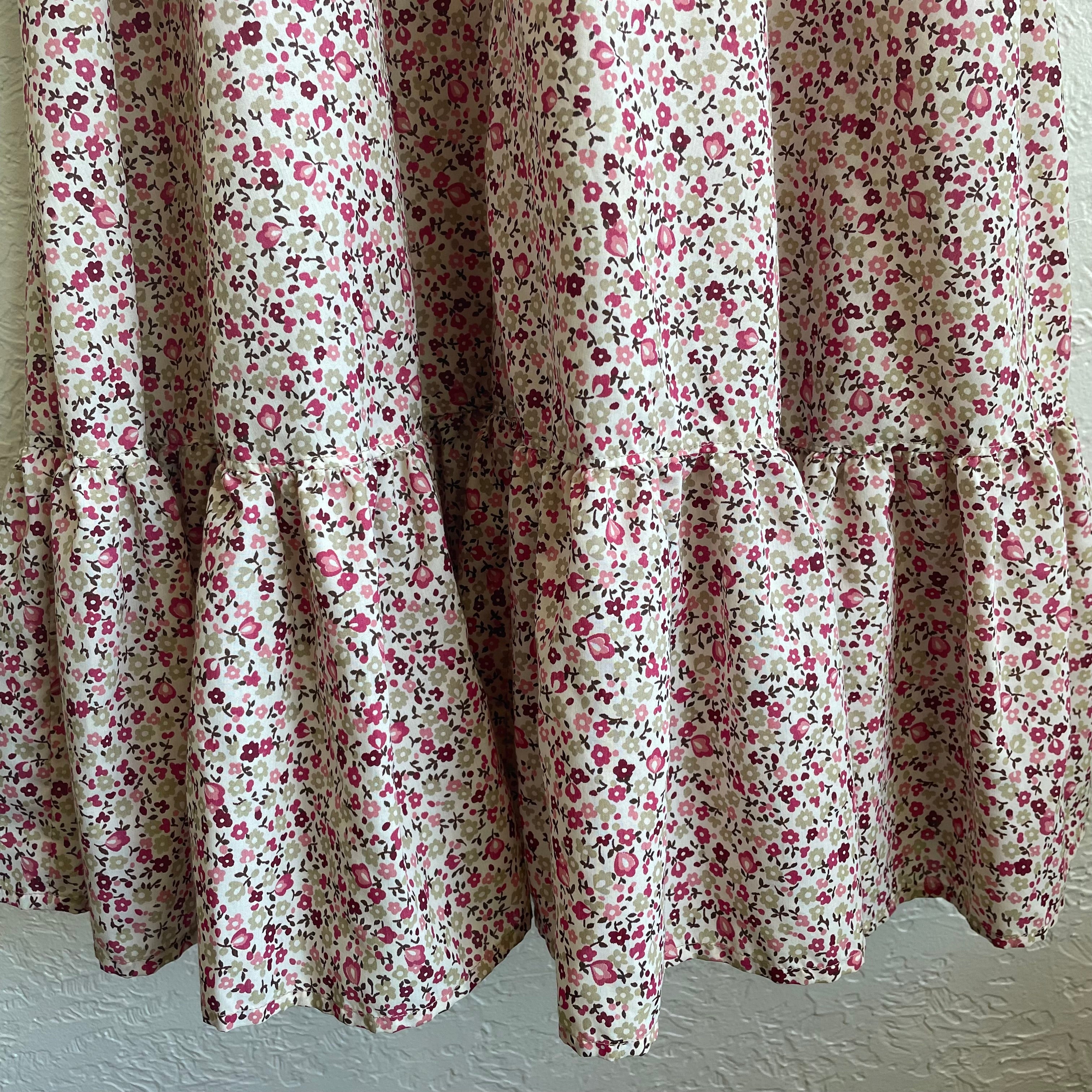 Prairie Style Pink Floral Sleeveless Dress | Small