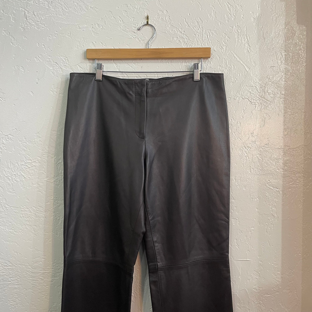 Adrienne Vittadini Deep Brown Leather Pants 2000’s | Size 12