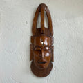 Hand Carved African Tribal Mask with Ivory Inlay Wall Hanging