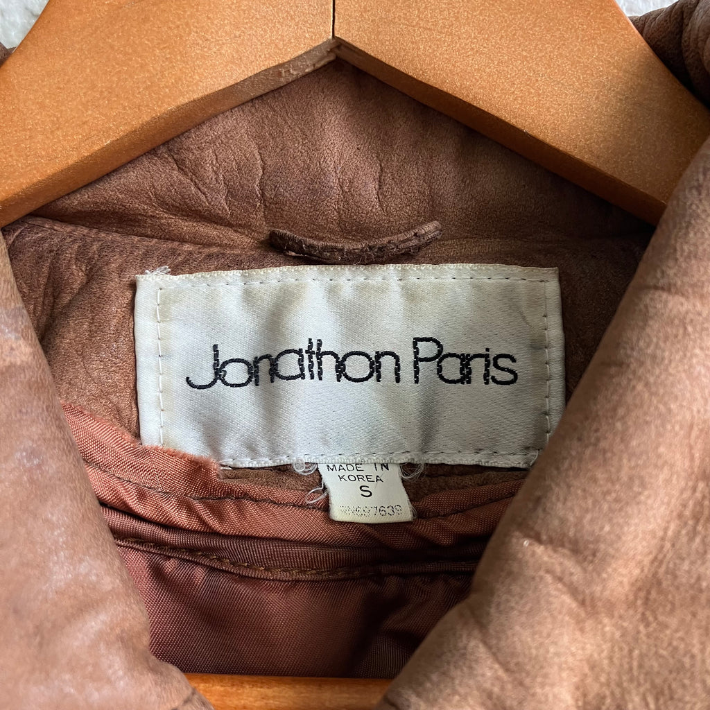 Brown Suede Leather Cropped Bomber Jacket Small