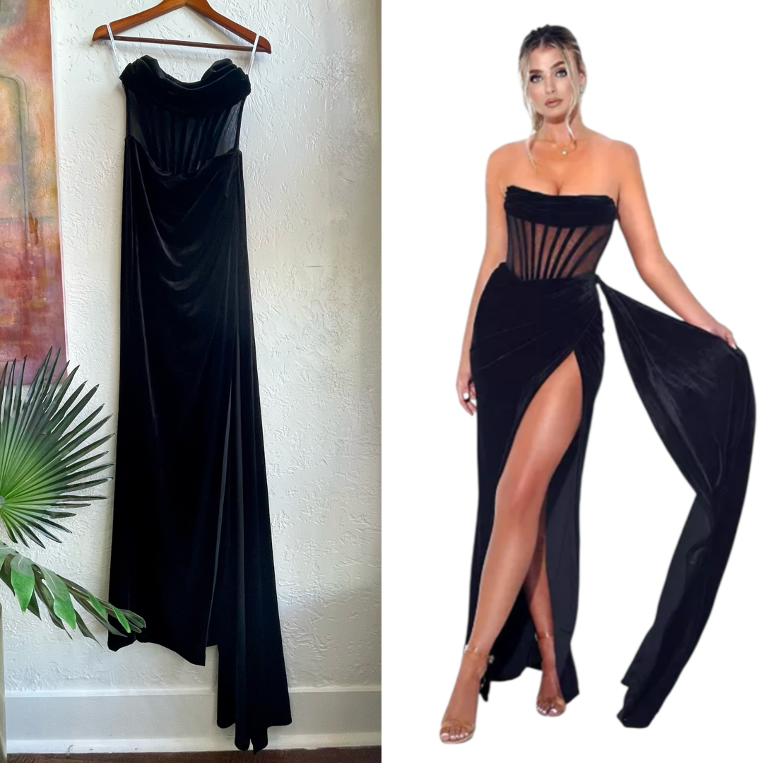 Miss Circle Black Tie Velvet Gown | Small