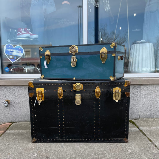 1950s Black Steamer Trunk