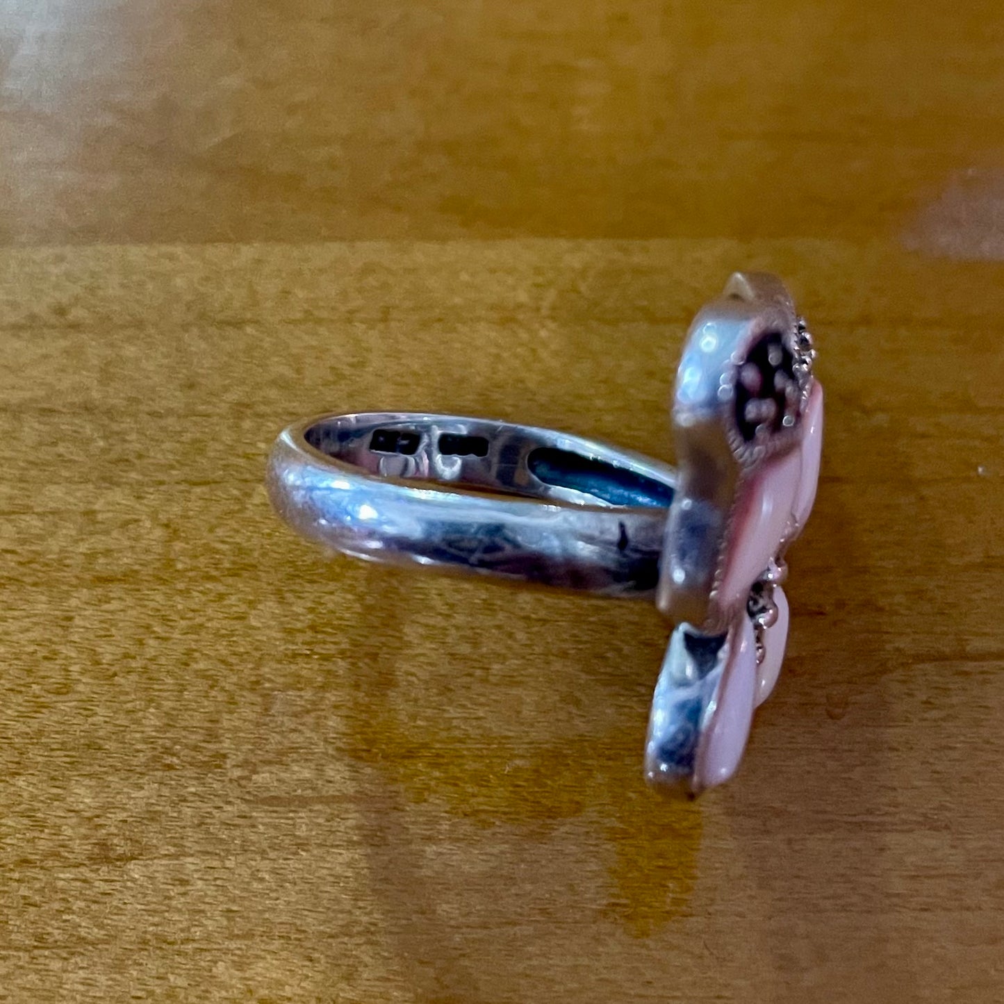 Pink Butterfly Sterling Silver Ring | Size 9.5