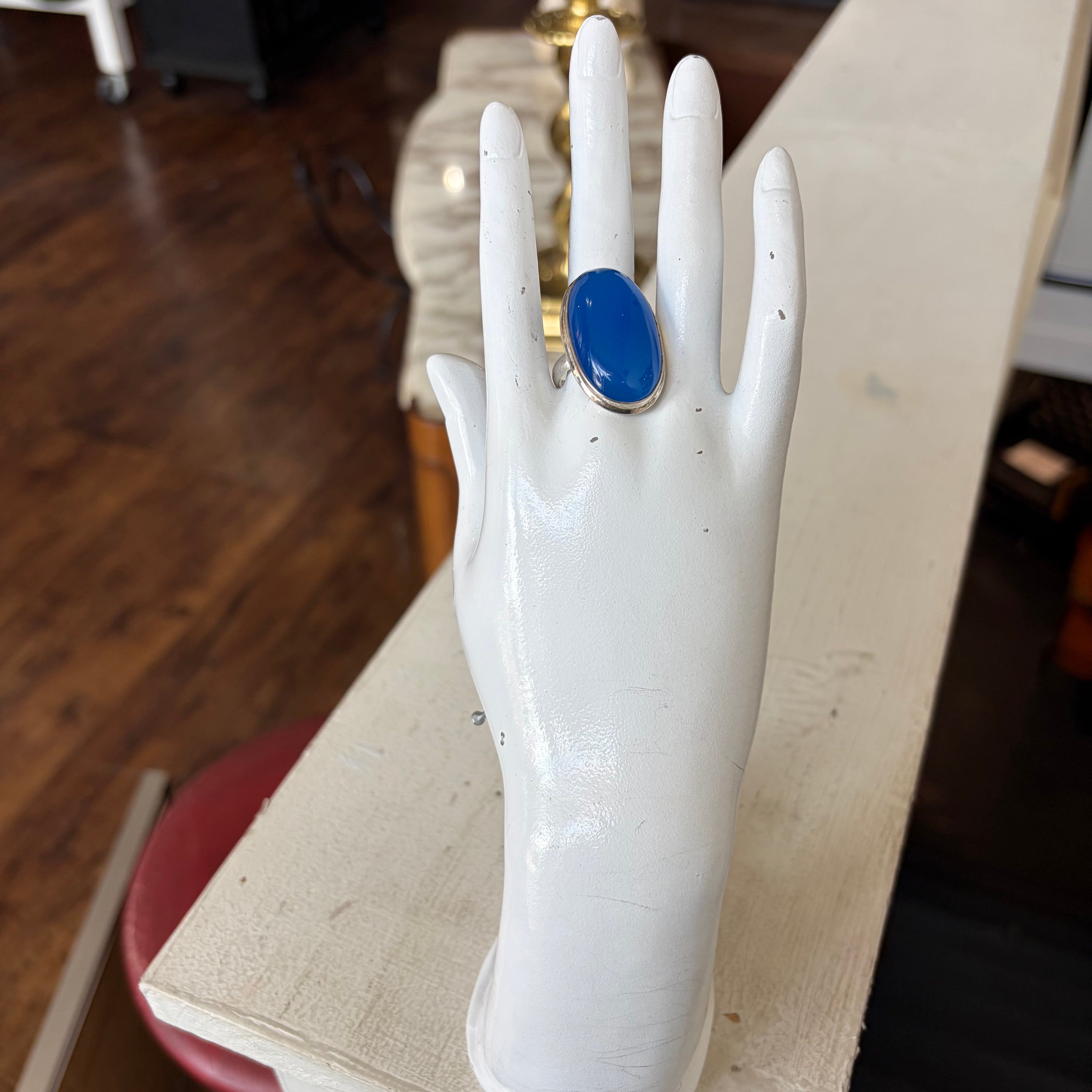 Blue Chalcedony .925 Sterling Silver Ring Size 8.5