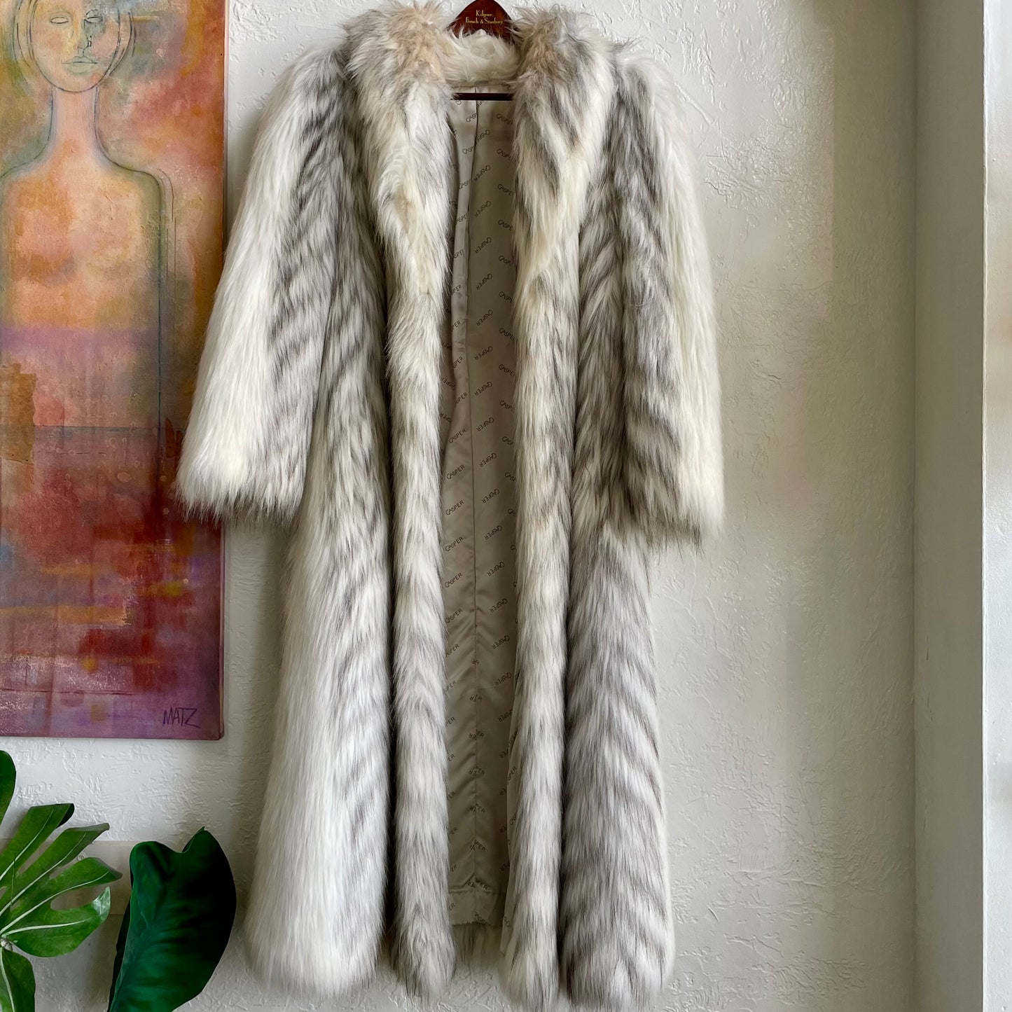 Faux Fur Coat with White and Silver Artic Fox | Medium