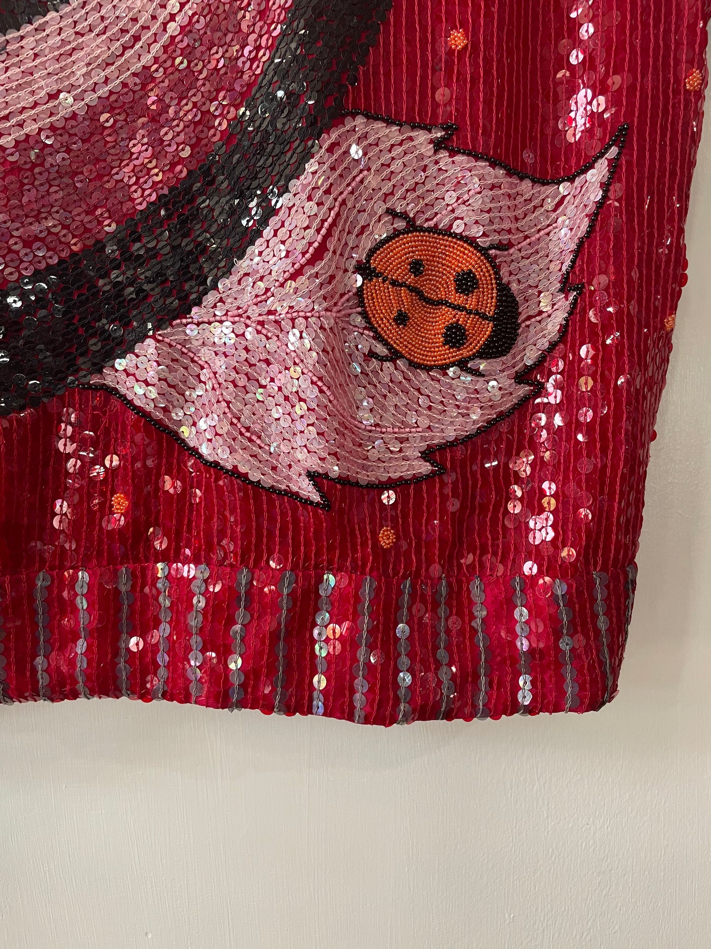 1980’s Red Sequin Silk Lady Bug Blouse