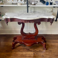 Victorian Mahogany Carved Lyre Harp Base Entryway Console Table