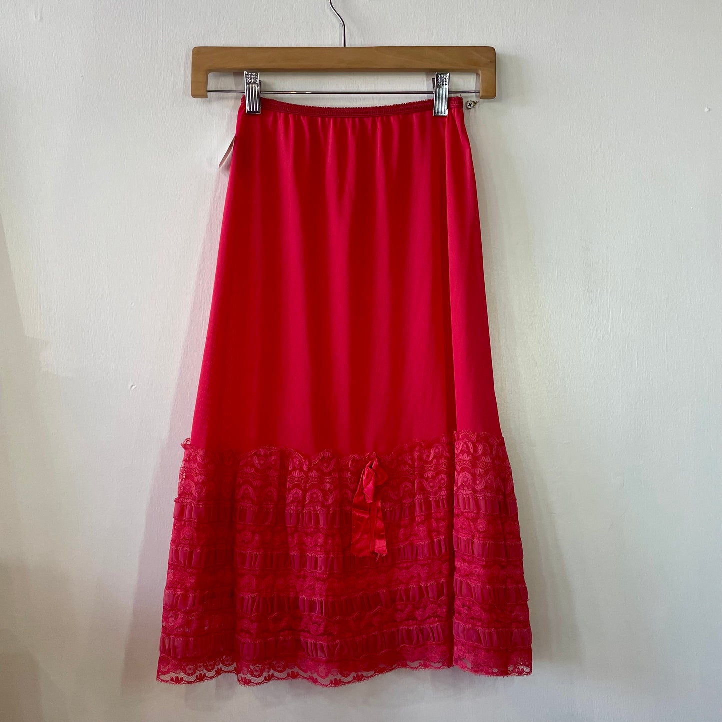 60s Cherry Red Midi Slip Skirt